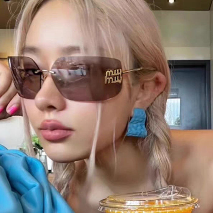 Wholesale Sunglasses curved integrated frameless cut edge sunglasses