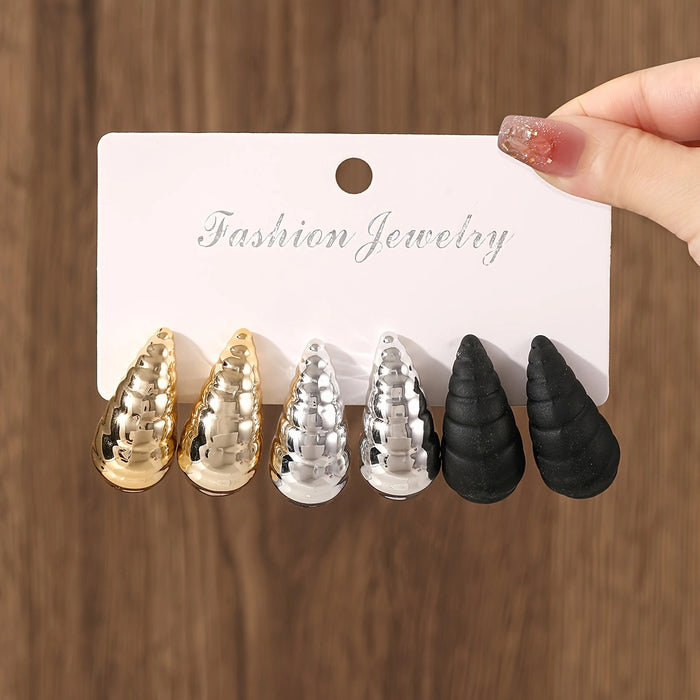 Wholesale Water droplet earring set macaron color niche high-end temperament ear accessory