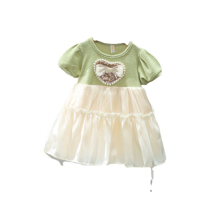 Wholesale Bowknot Puff Sleeve Children's Dress JDC-CTS-MianY033