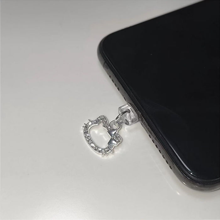 Wholesale Cute rhinestone phone charm with charging port,  universal dust plug,  type-C phone charm