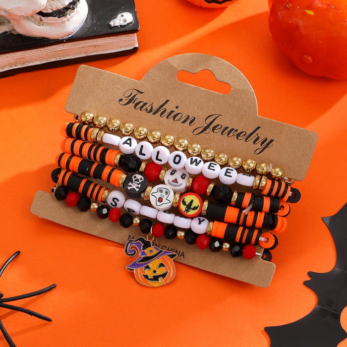 Wholesale  Bracelet Set Funny Pumpkin Bracelet Ghost Festival Polymer Clay Skull Bracelet Jewelry