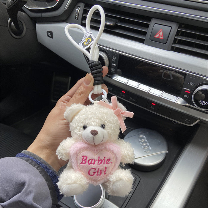 Wholesale White Rabbit Teddy Bear Bow Barbie Love Plush Car Keychain Bag Pendant