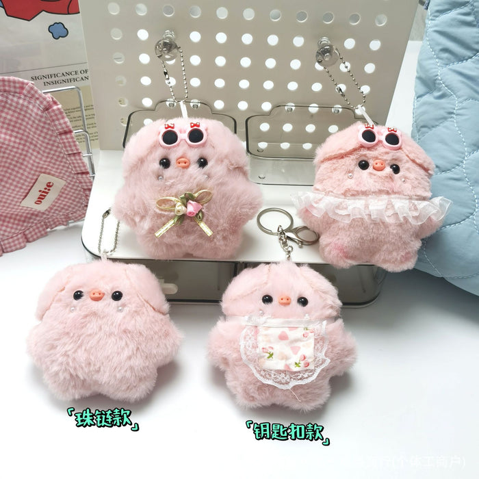 Wholesale Glasses pig cartoon bib pig plush pendant skirt pig doll key chain pendant toy pendant batch