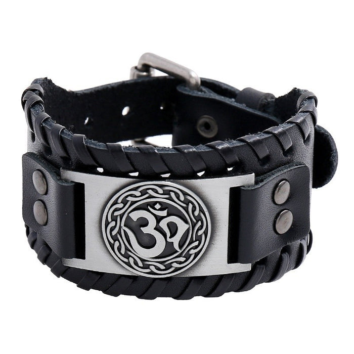 Wholesale Multi-layer Leather Wolf Head Men's Bracelet JDC-BT-FengH002