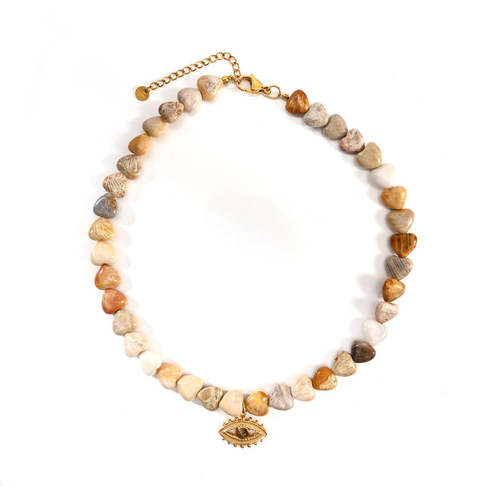 Wholesale New Personalized Design Love Stainless Steel Necklace Devil's Eye Natural Stone Lock Chain Wholesale