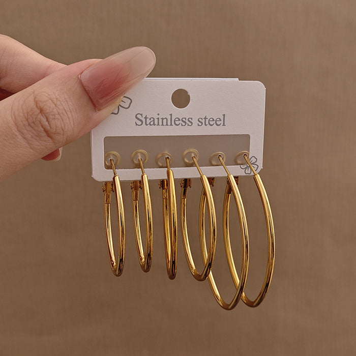 Wholesale Love pentagram earrings, exaggerated large earrings, high-end stainless steel earrings, gold-plated round earrings