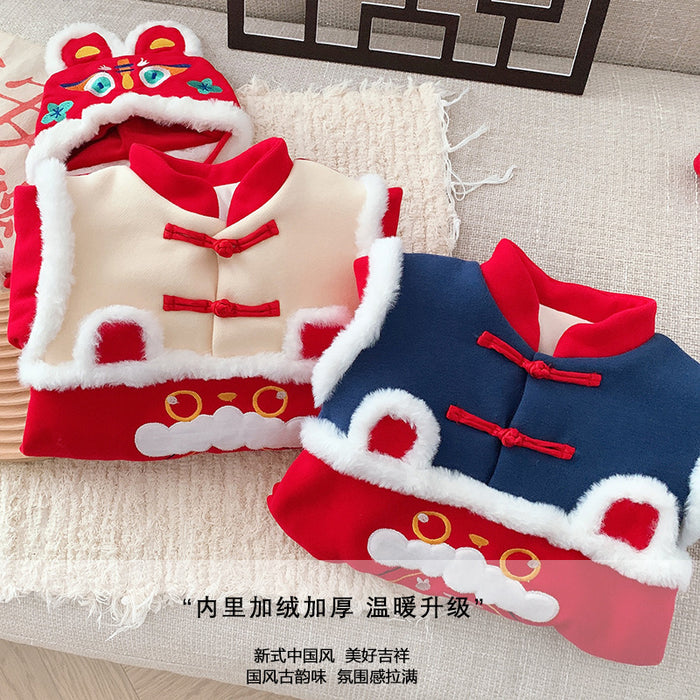 Wholesale Baby Fleece Jumpsuit 0-2 Years Old New Year's Clothes for Baby Boys and Girls Festive New Year Clothes for Newborns JDC-BC-XZXY002