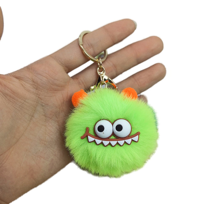 Wholesale Fur pendant plush cute dinosaur fur ball keychain pendant car keychain