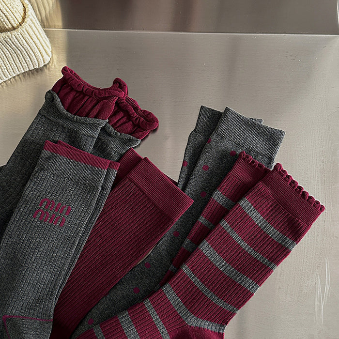 Wholesale Red socks with a pile of socks and polka dots