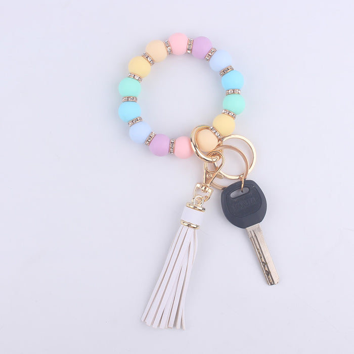 Wholesale Silicone bracelet wrist keychain tassel pendant