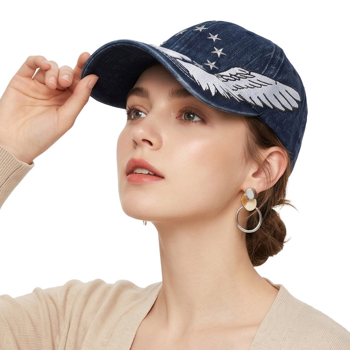Wholesale Boutique Cowboy Baseball Cap with Wing Embroidery and Sun Protection