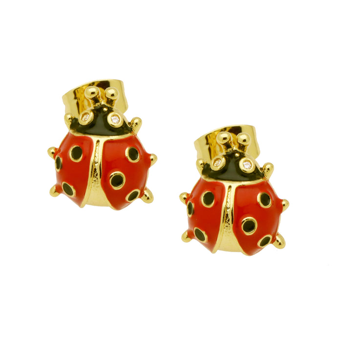 Wholesale Colorful oil-dripping cherry ladybug earrings