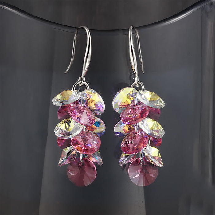 Wholesale Earrings Artificial Crystal Multi-layer Colorful Disc Earrings JDC-ES-FanMeng007
