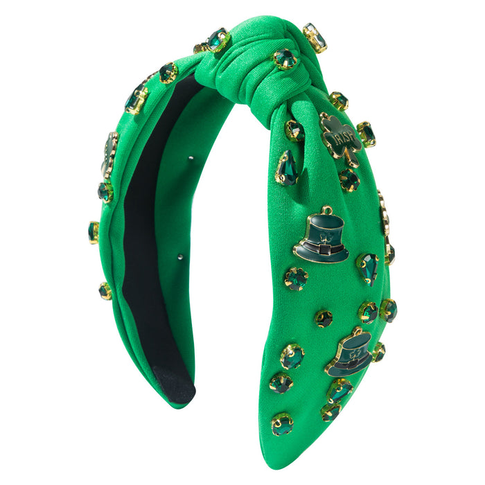 Wholesale St.  Patrick' s Day Rhinestone Alloy Clover Hat Headband