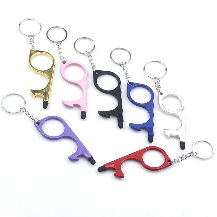 Wholesale Non-contact Door Opening Anti-contact Door Opening Metal Keychain JDC-KC-TouMS079