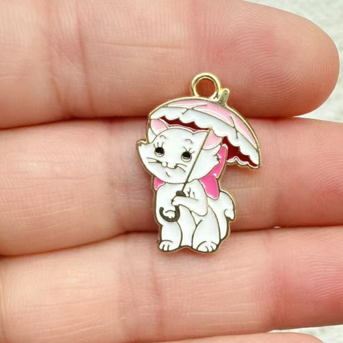 Wholesale 10pcs Cute Cat Alloy Keychain Mini Handmade Accessory Pendant