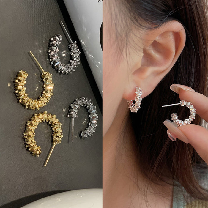 Wholesale Fashion Irregular Silver C-shaped Earrings JDC-ES-XDN015