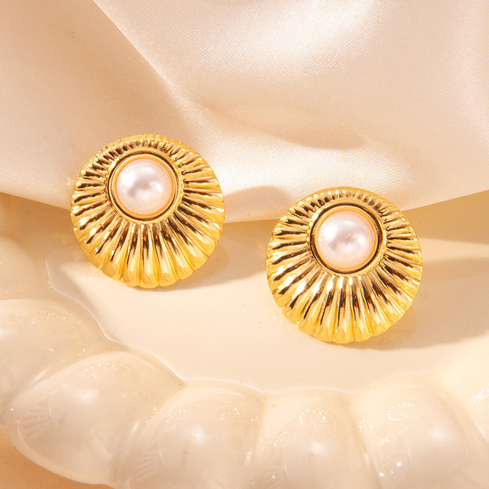 Wholesale Gold-plated titanium steel threaded earrings