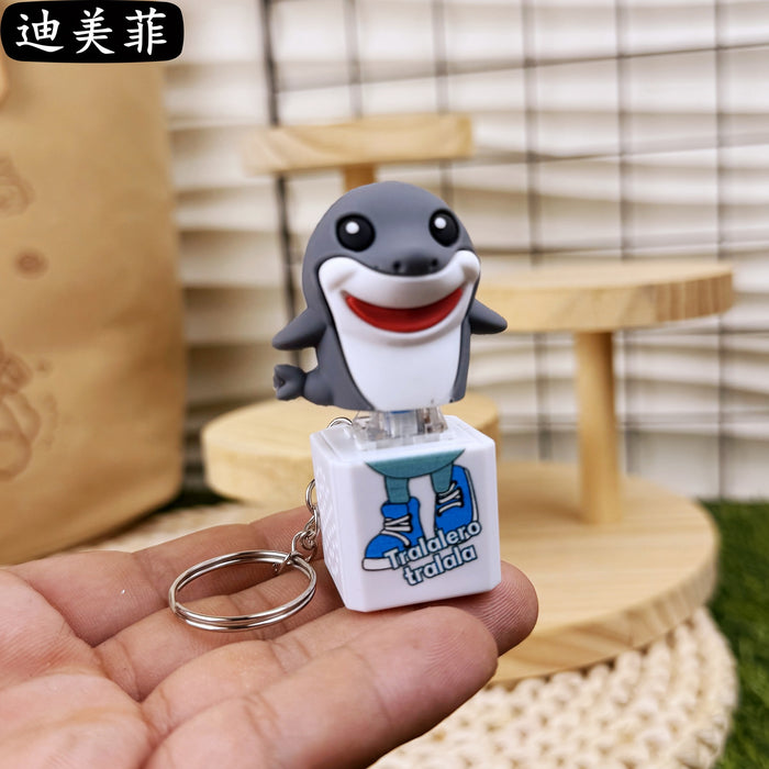 Wholesale AI wooden stick human shoe shark button sound pendant keychain