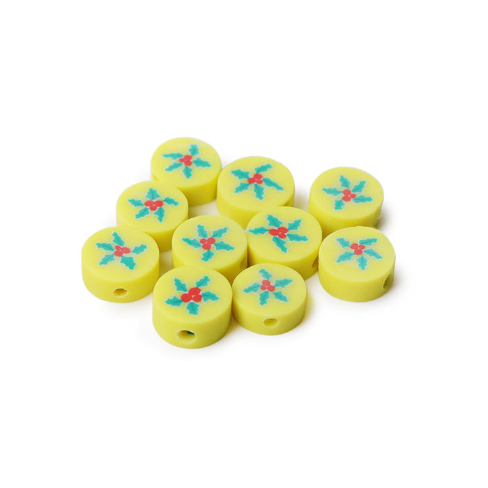 Wholesale 100pcs Polymer Clay Christmas Snowman Tree Cane Loose Beads JDC-BDS-LiuXia003