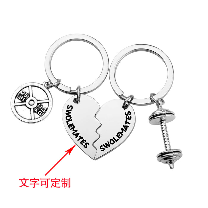 Wholesale Electroplated keychain pendant, heart-shaped hanging tag, stainless steel keychain