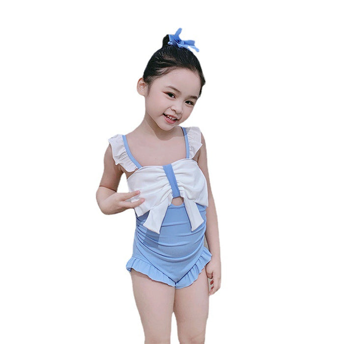 Wholesale Children's Swimwear Girls Children's One-piece Hot Spring Swimwear Small Fresh Bow Professional Swimwear
