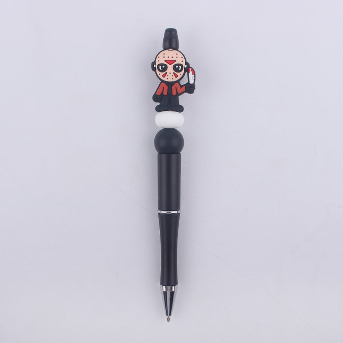 Wholesale Cartoon Pattern Halloween Pumpkin Spider Silicone Beads Plastic Bead Pen JDC-PN-GuangTian004