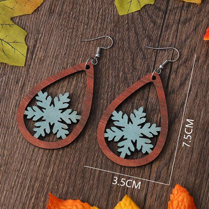 Wholesale Winter Snowflake Earrings Hollow Double-Sided Earrings