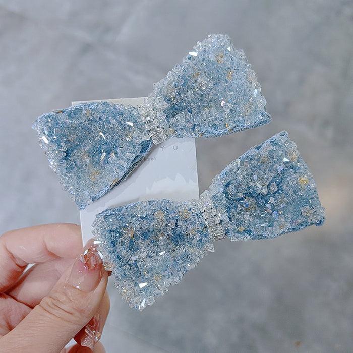 Wholesale blue bow full crystal Hair Clips hair accessories