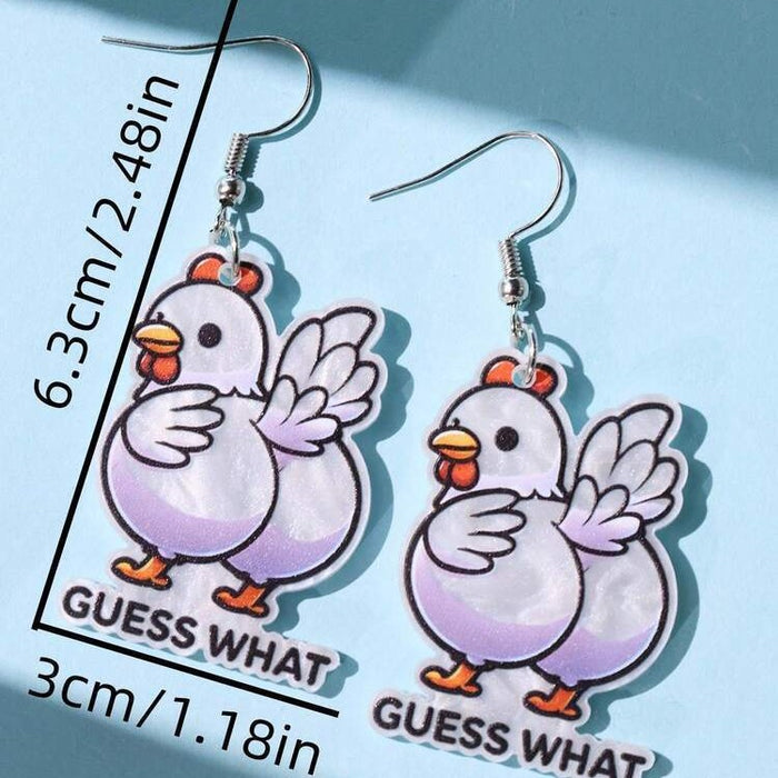 Wholesale Acrylic Chicken Shaped Pendant Earrings Fashion Accessory Casual Fun