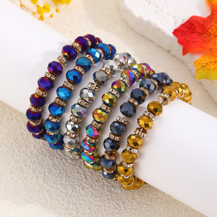 Wholesale Diamond Color Round Beaded Handmade Beaded Bracelet Crystal Bracelet
