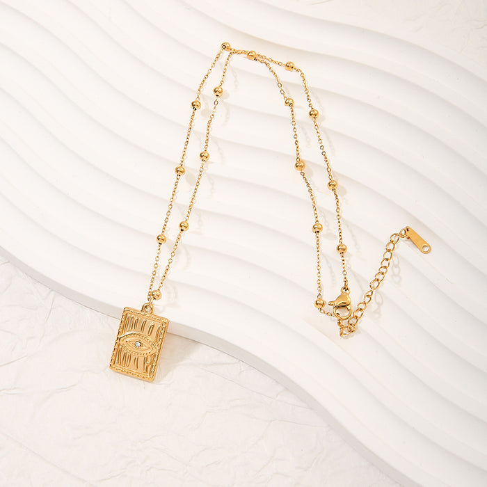 Wholesale Classic Fashion Stainless Steel Necklace Devil's Eye Zircon Pendant Color Preserved Electroplating