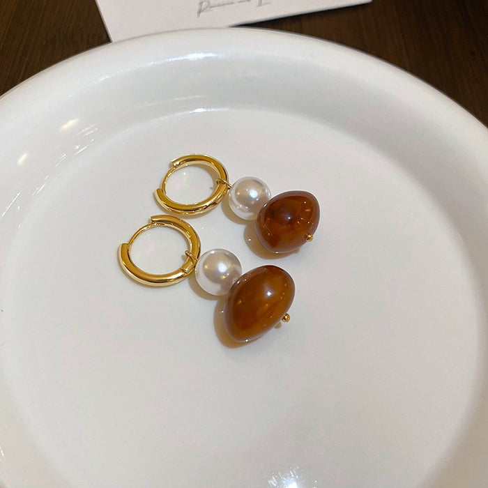 Wholesale  silver needle geometric irregular resin earrings heart earrings