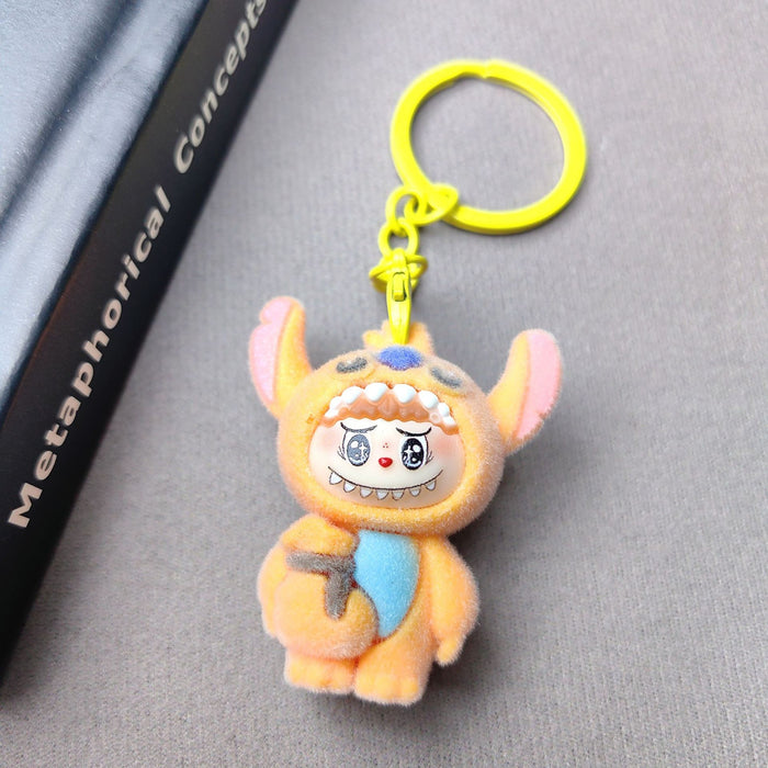 Wholesale Cute Flocking Cloth Bear Series Keychain Small Pendant Couple School Bag Pendant Accessories Creative Small Gifts