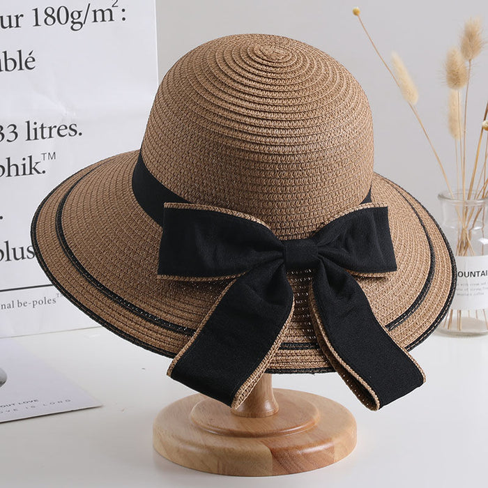 Wholesale Sunscreen hat, bow tie grass hat, casual hat, fisherman hat