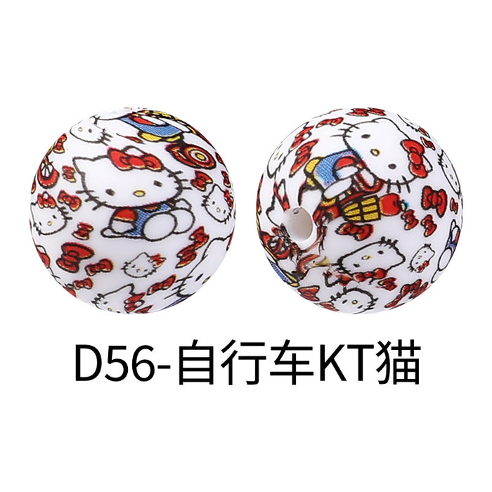 Wholesale Random 100pcs Children' s DIY jewelry water transfer silicone beads straight hole bracelet printing beads