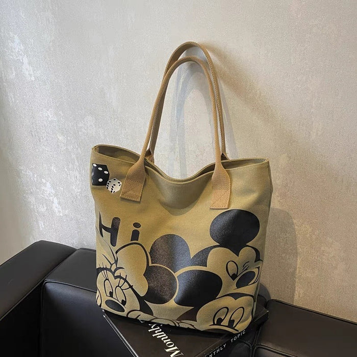 Wholesale Cartoon Canvas Bag Thickened New Style Large Capacity Handbag Commuting Shoulder Tote