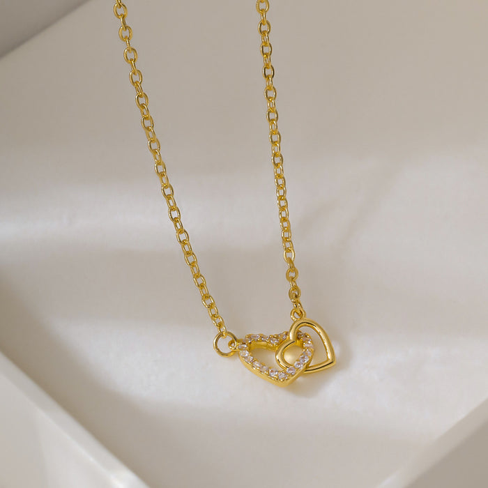 Wholesale Love Copper Plated Gold Zircon Pendant Necklace JDC-NE-YinL002