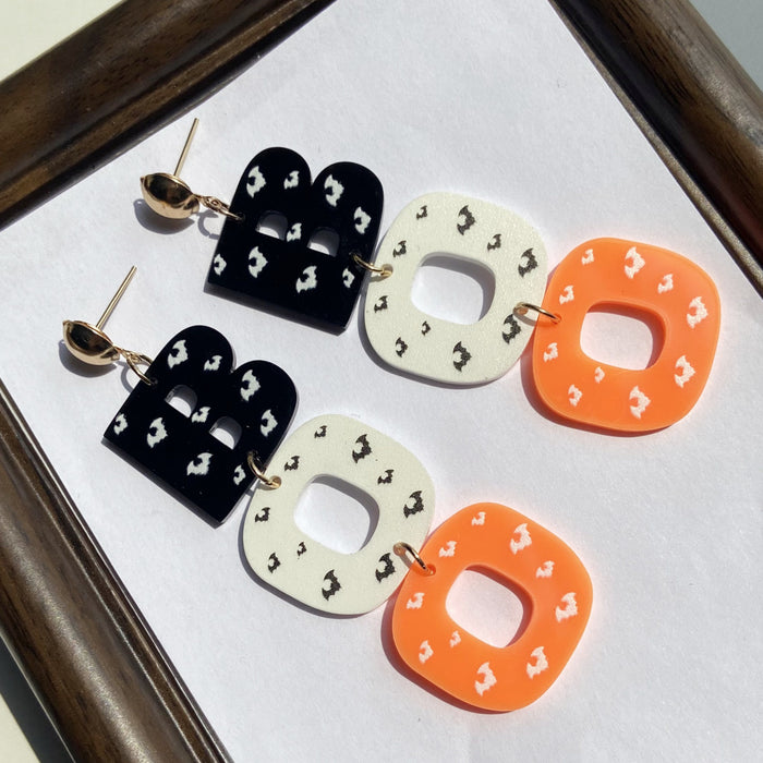 Wholesale  Series Earrings Cute Cartoon Letters Bat Ghost Pumpkin Earrings