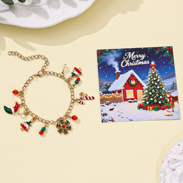 Wholesale Christmas Red and Green Acrylic Bracelet with Snowflake Bell Accessory