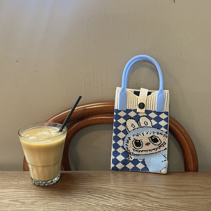 Wholesale Mobile Phone Bag Wool Knitted Small Square Bag  Small Bag Contrast Color