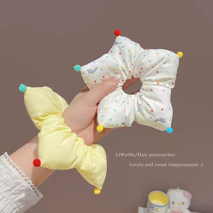 Wholesale Cute five pointed star and colorful polka dot patterned sponge hair scrunchies