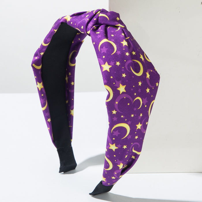 Wholesale Fabric knotted star and moon print headband