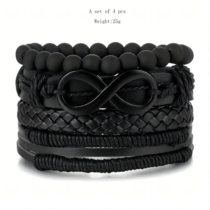 Wholesale 4-piece set of cowhide bracelet, hand woven vintage fashion bracelet