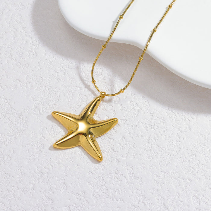 Wholesale 2pcs Ocean-themed starfish high-end clavicle necklace in titanium steel