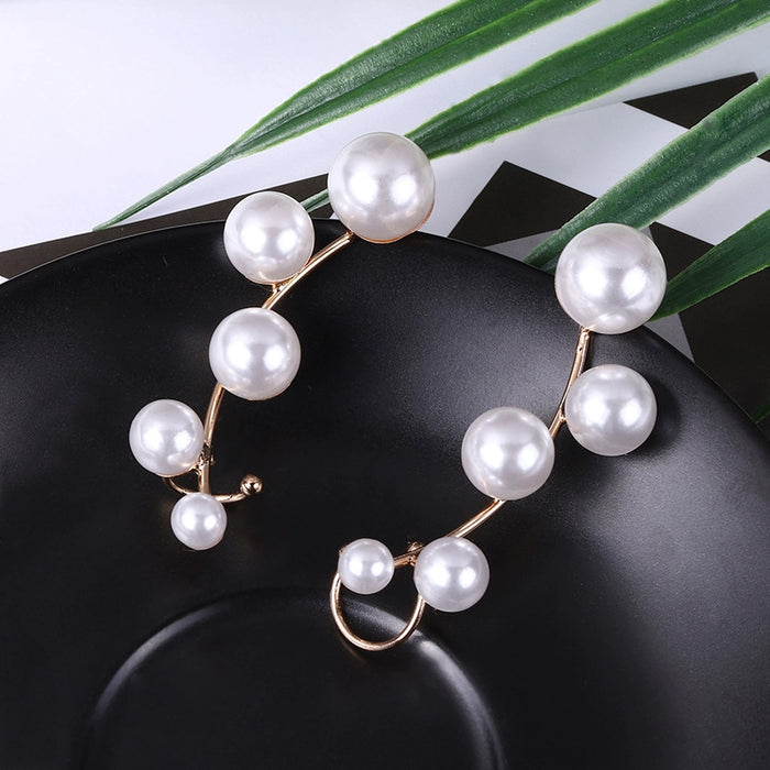 Wholesale Pearl earrings with a light luxury, high-end feel, fashionable temperament, versatile ear clips, retro earrings
