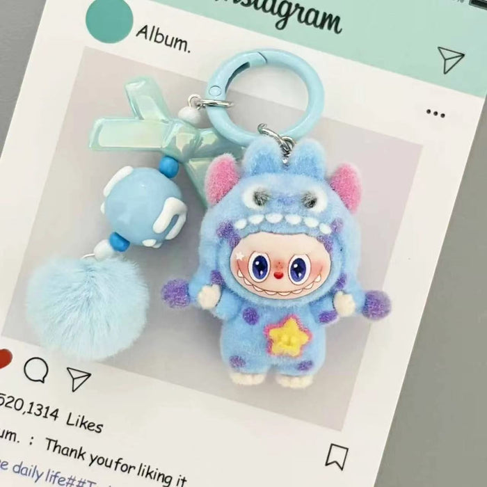 Wholesale Flocked Polka Dot Monster Plush Bag Charm Trendy Keychain Accessory for Everyday Wear or Gift
