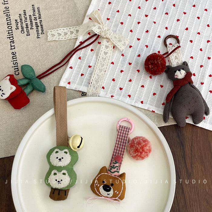 Wholesale Bear Pendant Fabric Small Animal Keychain Bag Hanging Accessories