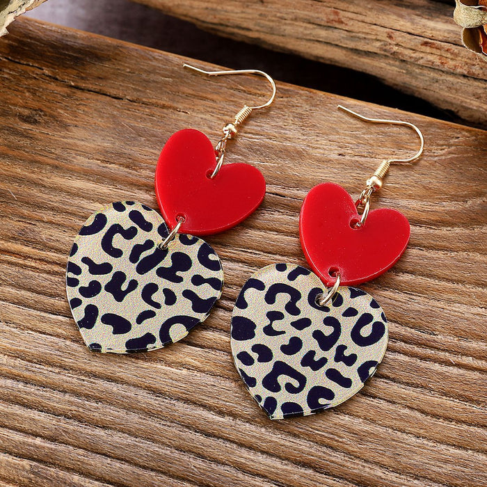Wholesale Valentine' s Day Love Leopard Print ing Pendant Earrings Acrylic Valentine' s Day Simple Sexy Earrings