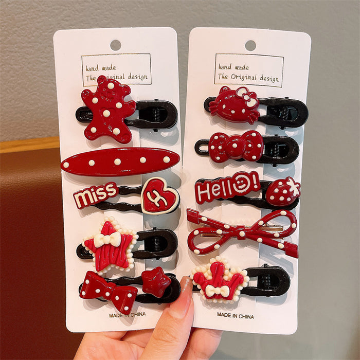 Wholesale Red dot hair clip children's bangs side clip baby forehead small hair clip